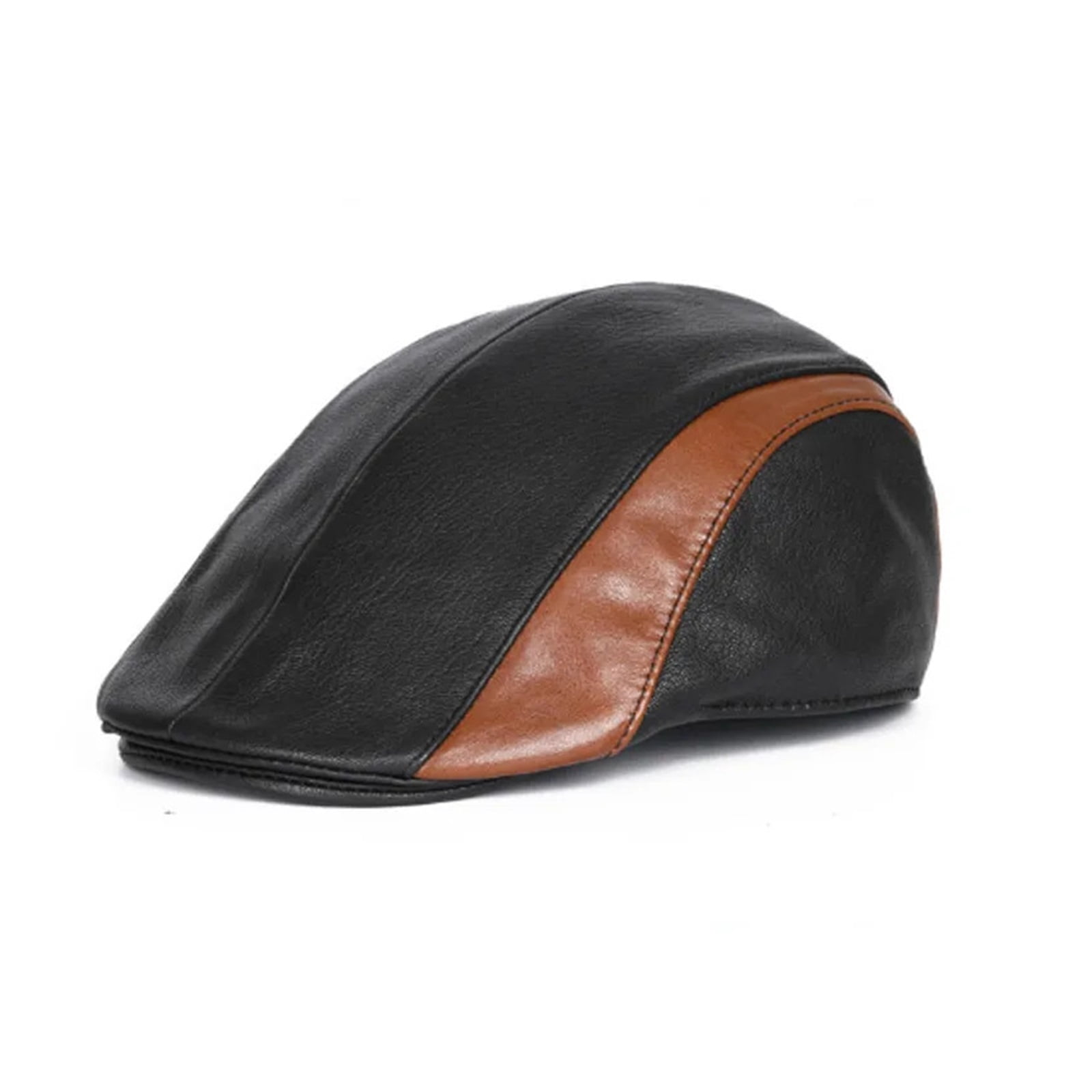 Unisex Genuine Leather Duckbill Boina Thin Berets Hats For Men/Women Leisure Black/Brown 54-61cm Fitted Cabbie Bonnet ,Durable Quality