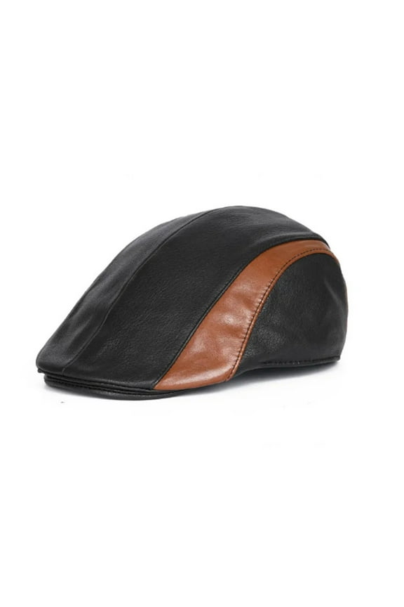Unisex Genuine Leather Duckbill Boina Thin Berets Hats For Men/Women Leisure Black/Brown 54-61cm Fitted Cabbie Bonnet ,Durable Quality
