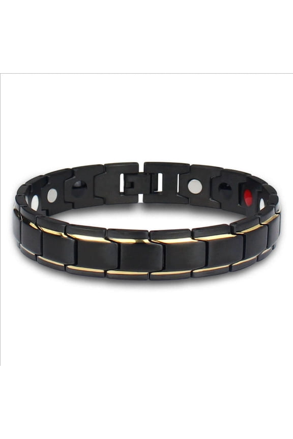 Unisex Geometric Alloy Bracelet, Electroplated Black/Gold/Silver Finish, Modern Link Chain Bracelet, 21.5cm Fashion Jewelry
