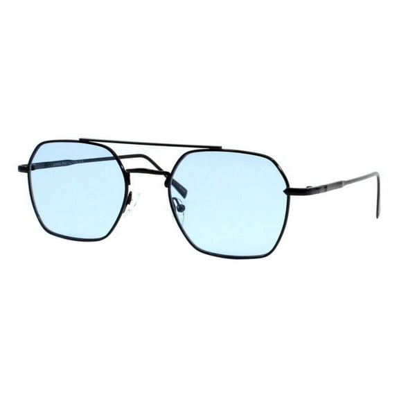 Unisex Geometric Metal Frame Sunglasses with Double Bridge UV400 Black, Blue