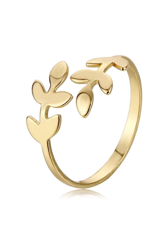 Unisex Geometric Ring Electroplated Olive Branch Leaf Design Fashion Jewelry Ring for Daily Wear Individually Packed