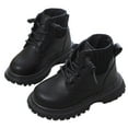 thumbnail image 1 of Unisex Girls Boys PU Leather Round Toe Lace Up Ankle Boots Non-Slip Waterproof Comfort Work Boot (Toddler/Little Kid), 1 of 11
