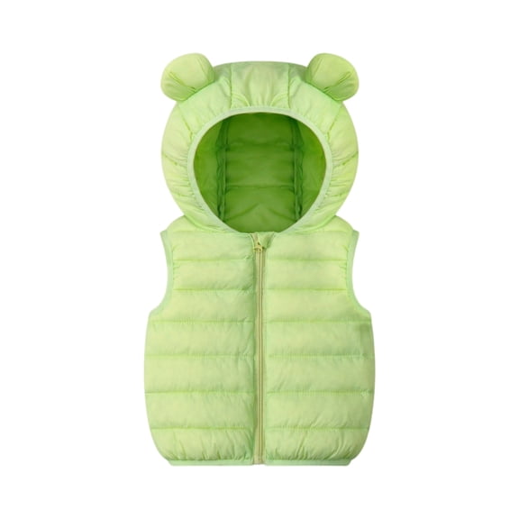 Unisex Girls Puffer Vest, Hooded Quilted Insulated Vest for Boys & Girls, Perfect Extra Warmth Under Coats for Recess & Winter Sports,Light Green,110