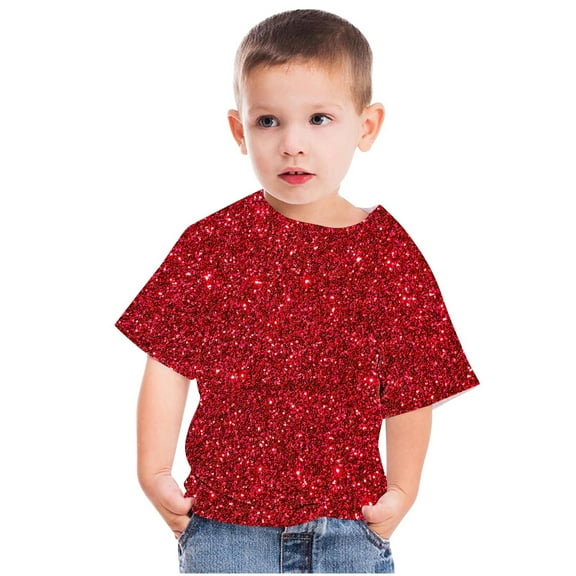 Unisex Glitter Shimmer Graphic T-Shirts | Trendy Summer Casual Wear for 3-14 Year Olds