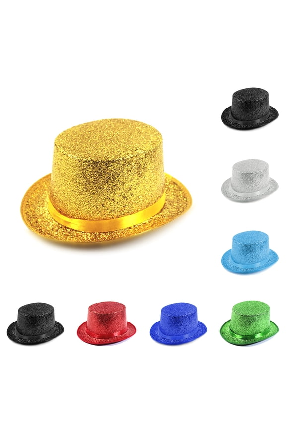 Unisex Glitter Top Hat Dress Up Hat for Magician & Victorian Cosplay