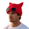 thumbnail image 1 of Unisex Goggle Knitted Beanie Hat Windproof Warm Winter Skull Cap, 1 of 4