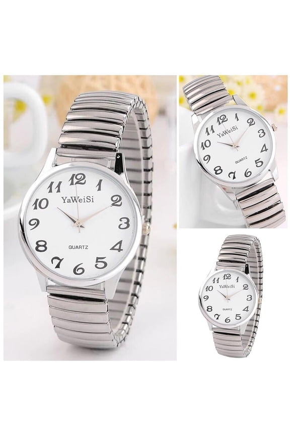 Unisex Gold Tone Quartz Wrist Watch, Expandable Stretch Band Fashion Timepiece for Men Women