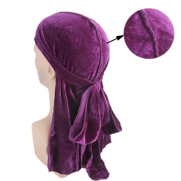 Unisex Gold Velvet Durag Hat Cap Premium Design Doo Rag Braids Bicycle Dance