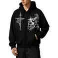 thumbnail image 1 of Unisex Goth Zip Up Hoodie Y2K Aesthetic Graphic Sweatshirt Oversized Hooded Jacket Punk Grunge Streetwear, 1 of 4