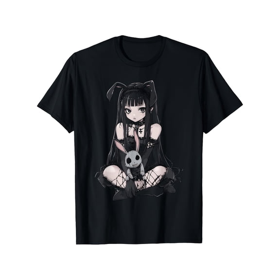 Unisex Gothic Emo Anime Girl Bunny T-Shirt