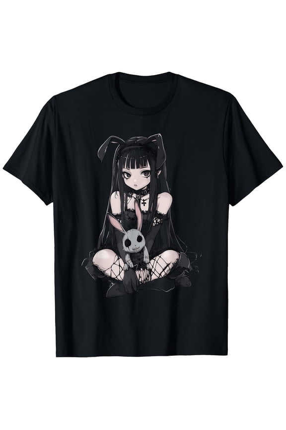 Unisex Gothic Emo Anime Girl Bunny T-Shirt