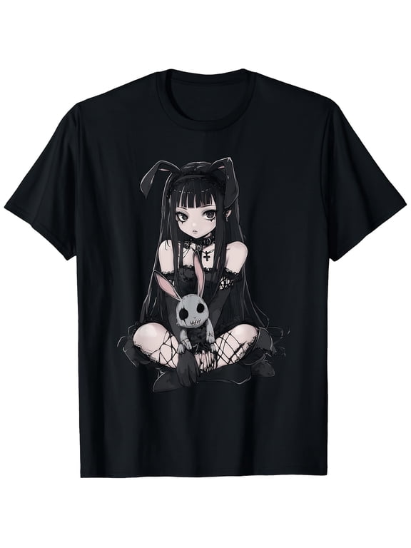 Unisex Gothic Emo Anime Girl Bunny T-Shirt