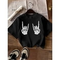 thumbnail image 1 of Unisex Gothic Rock Skeleton Hand Graphic T-Shirt, 1 of 6