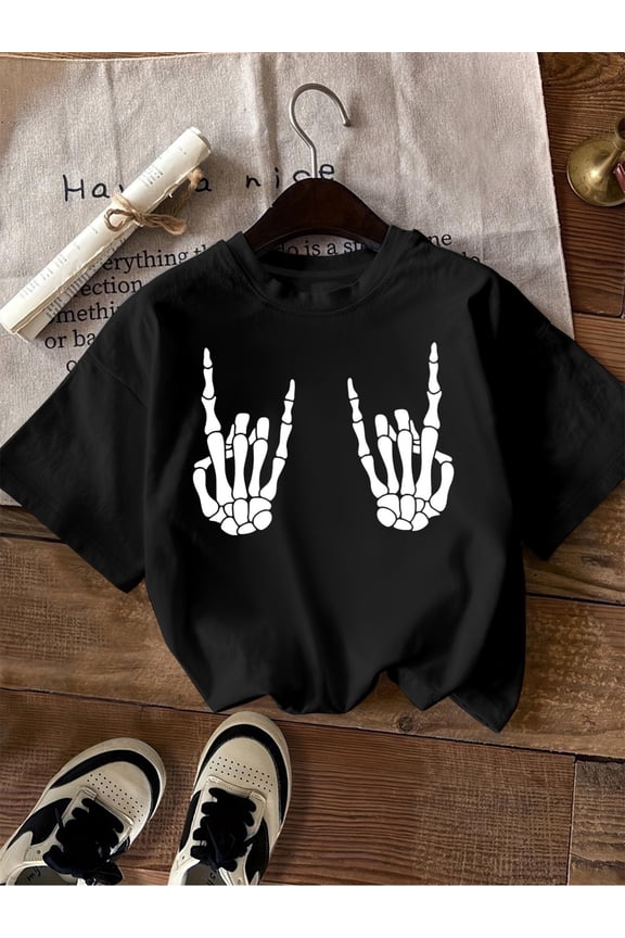 Unisex Gothic Rock Skeleton Hand Graphic T-Shirt