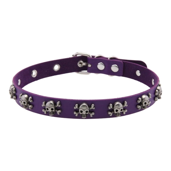 Unisex Gothic Skull Necklace With Studded Accent PU Leather Jewelry Adjustable Closure For Rocker Streetwear Looks