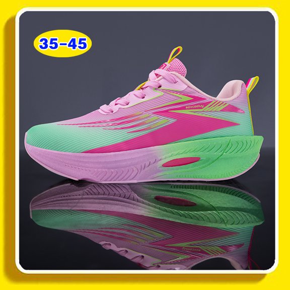 Unisex Gradient Red Black Mesh Running Shoes Ultra Light Shock Absorbing Non Slip Lace Up Athletic Training Sneakers Size 35-45