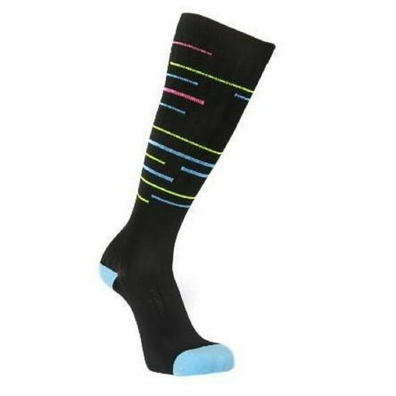 Unisex Graduated Colorful Patterned Compression Knee High Socks for Men and Women (Black 1)