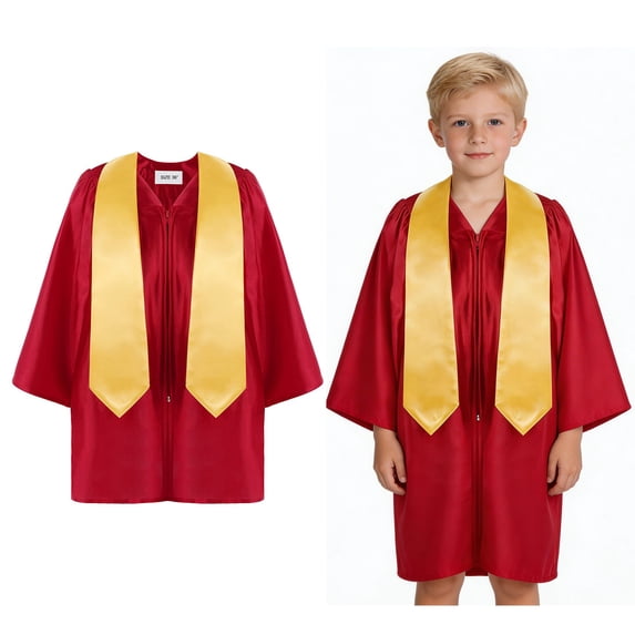 Unisex Graduation Gown Pre k Graduation Stole Red Graduation Gown Kindergarten Graduation Gifts for Boys 3-4 Years