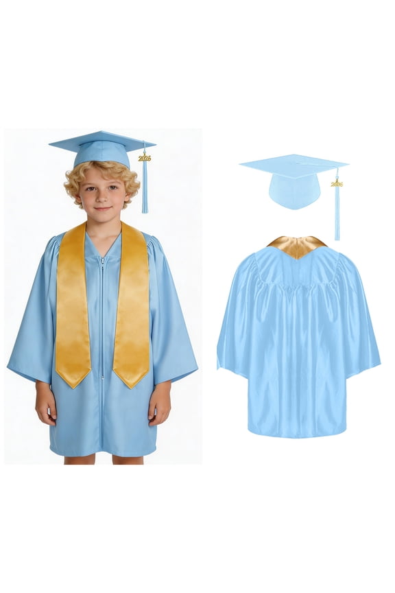 Unisex Graduation Gown Preschool Graduation Cap and Gown Set Blue Cap and Gown Outfit Class Of 2026 2-3 Years