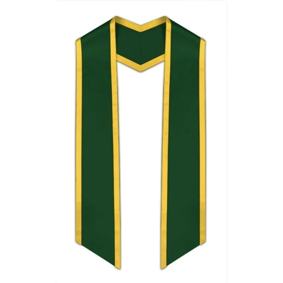 Unisex Graduation Honor Stole With Trim, Angled End Sash 72" Long