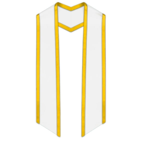 Unisex Graduation Honor Stole With Trim, Angled End Sash 72" Long