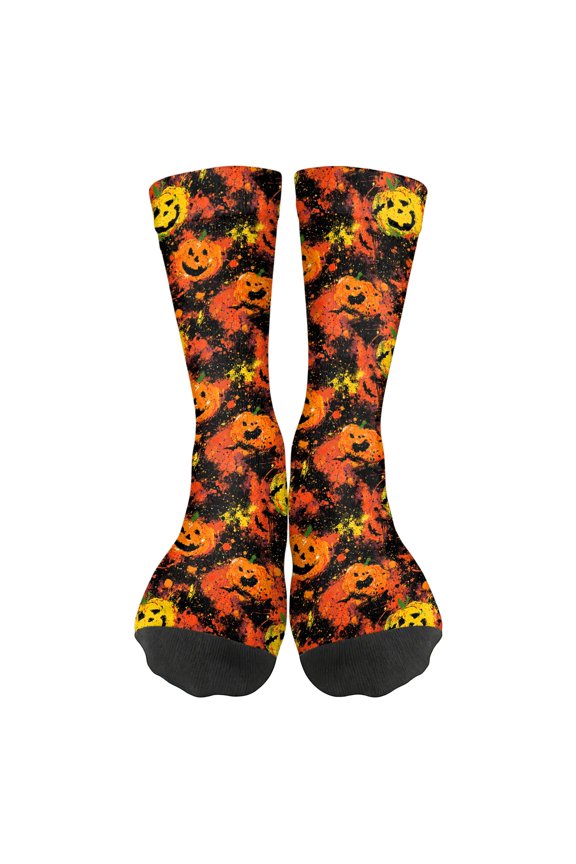 Unisex Graffiti Halloween Print Mid Calf Socks Elastic Ribbed Cuff Socks Comfort Fit 1 Pair