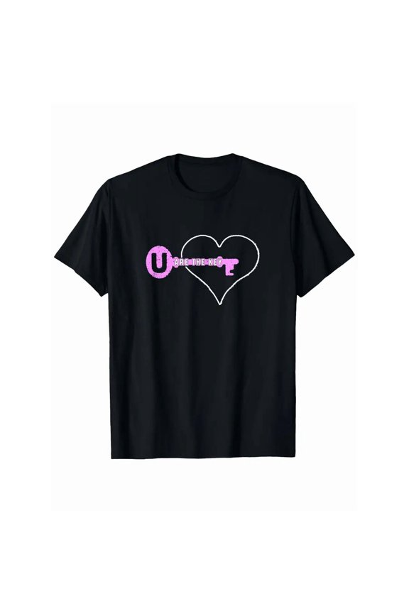 Unisex Graphic T-Shirt Funny Heart Key Print Romantic Valentine's Day Gift