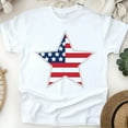 thumbnail image 1 of Unisex Graphic T-Shirt, USA Flag Star Design, Patriotic Red White Blue Tee, White, Size S, 1 of 6