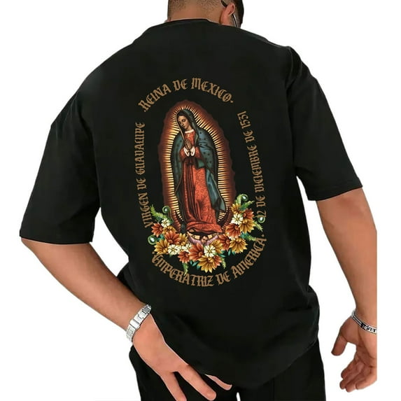 Unisex Graphic T-Shirt, Virgen de Guadalupe Design, Cotton Crew Neck Tee for Men and Women, Classic Fit, Sizes S–5XL