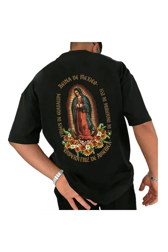 Unisex Graphic T-Shirt, Virgen de Guadalupe Design, Cotton Crew Neck Tee for Men and Women, Classic Fit, Sizes S–5XL