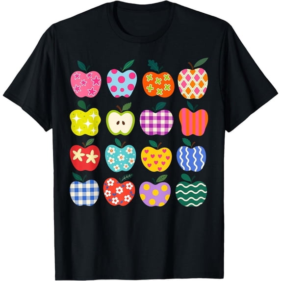 Unisex Graphic Tee Cute Art Apples Back to School Teacher Everyday Wear ...