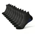 thumbnail image 1 of Unisex Gray Cotton Low Cut Ankle Athletic Socks, Cushioned Breathable Striped Small Size 5 Pairs Multipack, 1 of 3