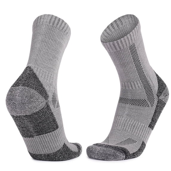 VONCOS Unisex Gray Crew Socks, Moisture Wicking Everyday Socks for Men & Women 8-12, Athletic Casual Reinforced Heel & Toe, All-Day Comfort 95% Polyester 5% Spandex,Size L