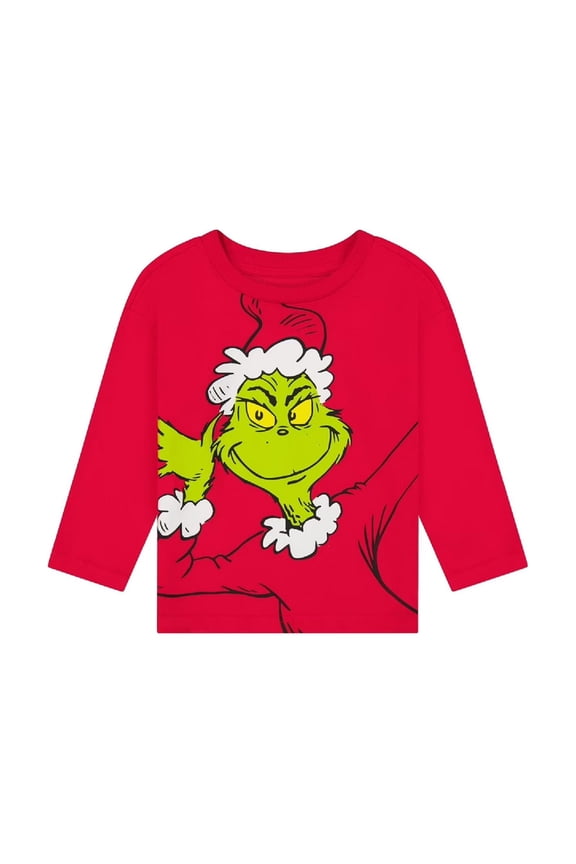 Unisex Grinch Christmas Long Sleeve T-Shirt, Face, 18M
