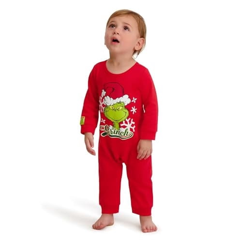 Unisex Grinch Printed Coverall, Red, 0-3M