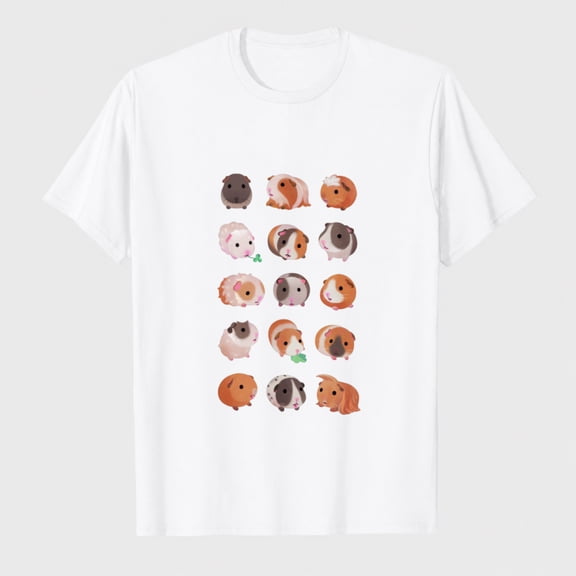 Unisex Guinea Pig Graphic T-Shirt Cute Furry Potato Animal Tee Casual Gift
