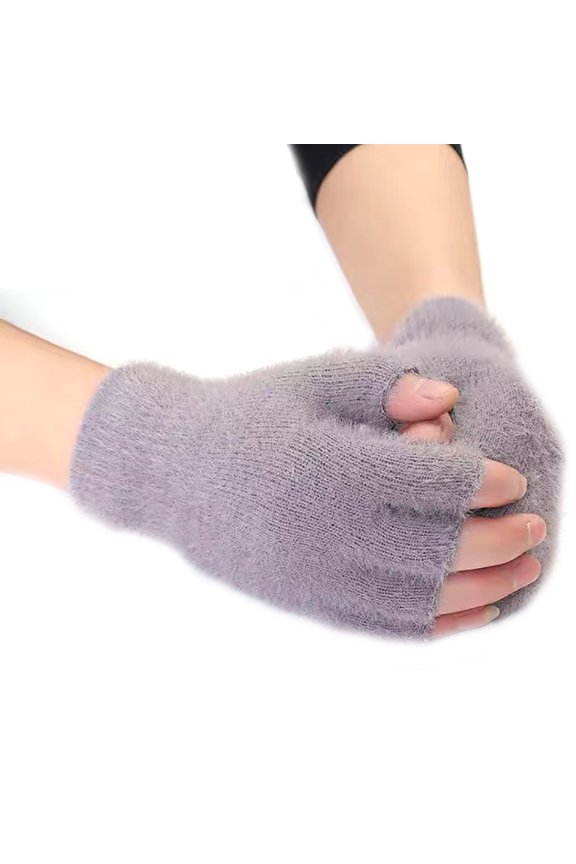 Unisex Half Finger Gloves, Warm Thickened Soft Mittens for Typing