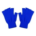 thumbnail image 1 of Unisex Half Finger Gloves Winter Warm Stretchy Knit Gloves for Women Men, Half Finger Gloves Knitted Mittens Thickened Open Finger Outdoor Hiking Cycling Gloves, 1Pair, Multicolor(Blue,6.5x3.9"), 1 of 8