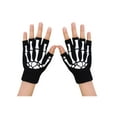 thumbnail image 1 of Unisex Half Finger Skeleton Pattern Glow in the Dark Knit Gloves, 1 of 4
