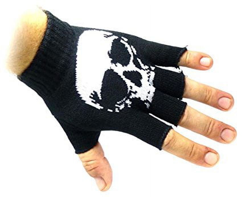 Unisex Skeleton Half Finger Stretchy Fingerless Gloves, One Size Fits