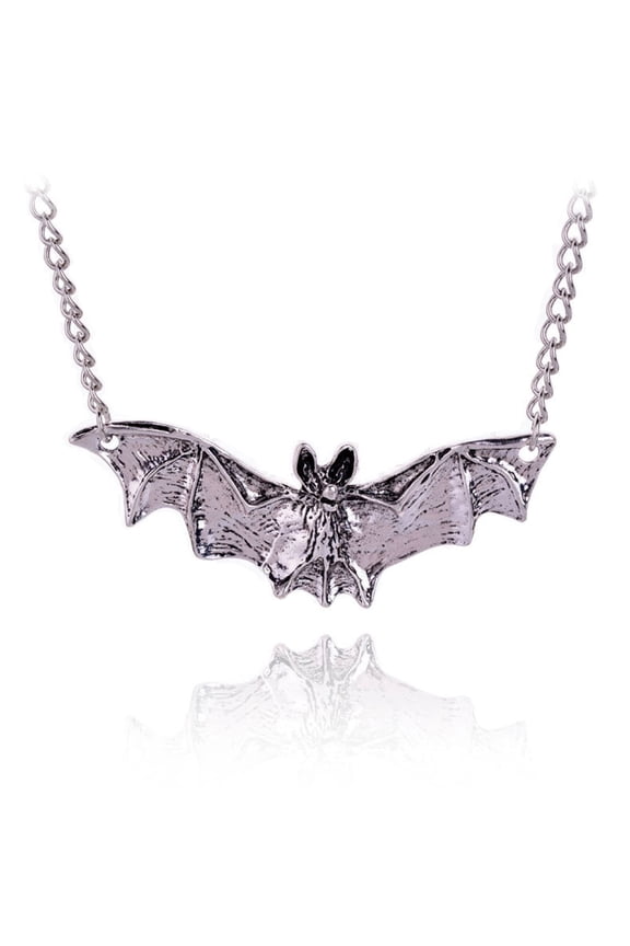 Unisex Halloween Flying Bat Necklace Alloy Chain Gothic Punk Necklace Pendant
