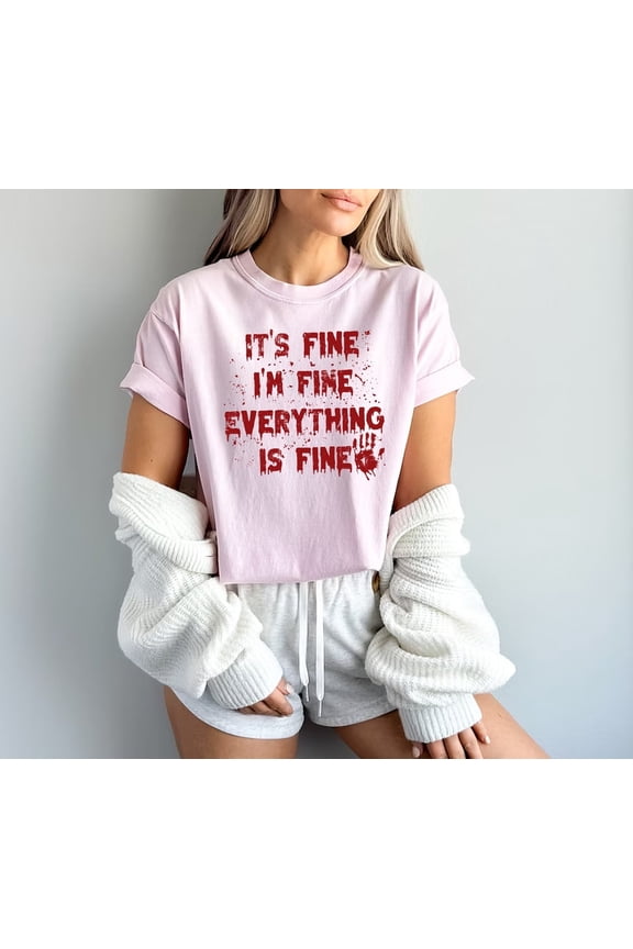 Unisex Halloween Graphic T-Shirt – “It’s Fine Everything is Fine” Oversized Tee