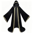 thumbnail image 1 of Unisex Halloween Hooded Cloak Velvet Long Cape Costume with Contrast Trim Wizard Witch Robe for Renaissance Medieval Cosplay Vampire Dress Up Party Roleplay, 1 of 6