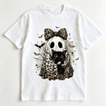thumbnail image 1 of Unisex Halloween Leopard Ghost Graphic tshirt, Cute Spooky Black Cat Graphic Crew Neck Short Sleeve Fall Top Halloween Clothing, 1 of 8