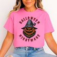 thumbnail image 1 of Unisex “Halloween Nightmare” T-Shirt, 100% Cotton – Scary Pumpkin Witch Graphic, Soft Crewneck, Short Sleeve, Gift for Halloween, 1 of 2