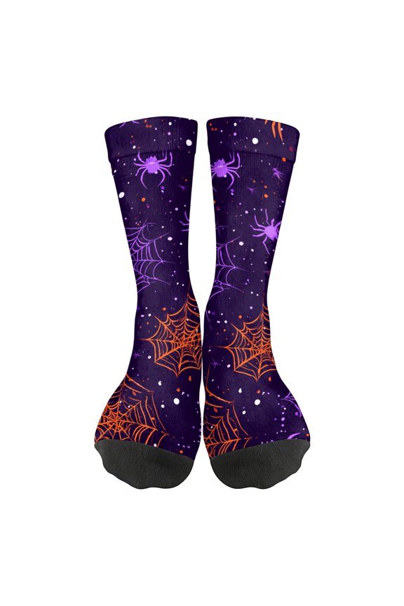 Unisex Halloween Print Mid Calf Socks Breathable Elastic Ribbed Cuff 1 Pair Daily Socks