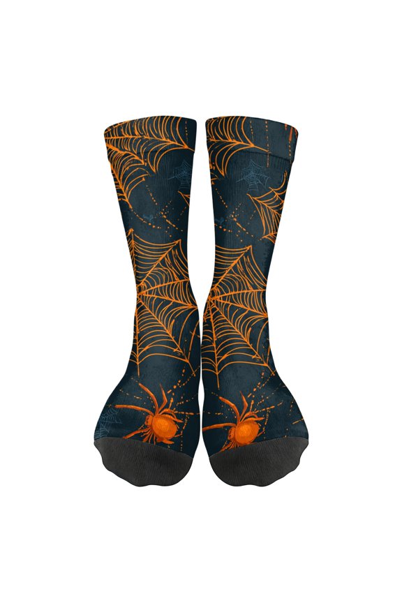 Unisex Halloween Print Mid Calf Socks Breathable Elastic Ribbed Cuff 1 Pair Daily Socks