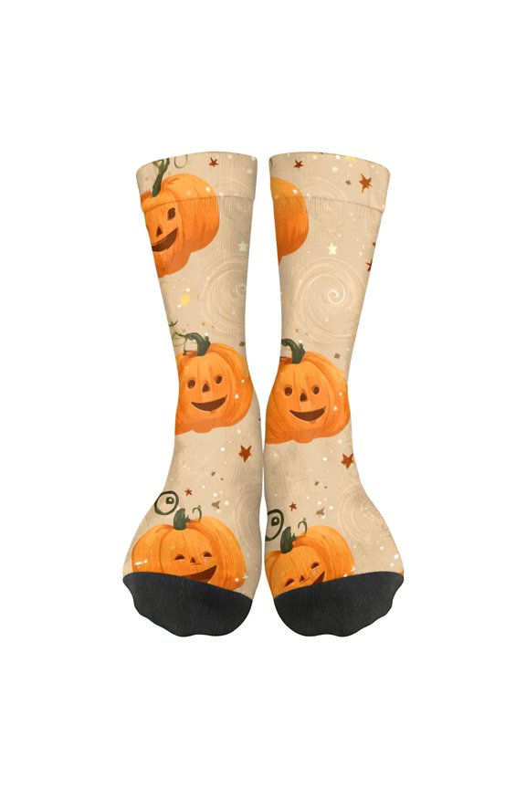 Unisex Halloween Print Mid Calf Socks Breathable Elastic Ribbed Cuff 1 Pair Daily Socks