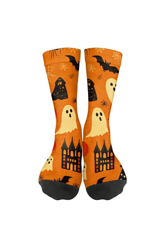 Unisex Halloween Printed Mid Calf Socks Elastic Ribbed Cuff 1 Pair Daily Socks