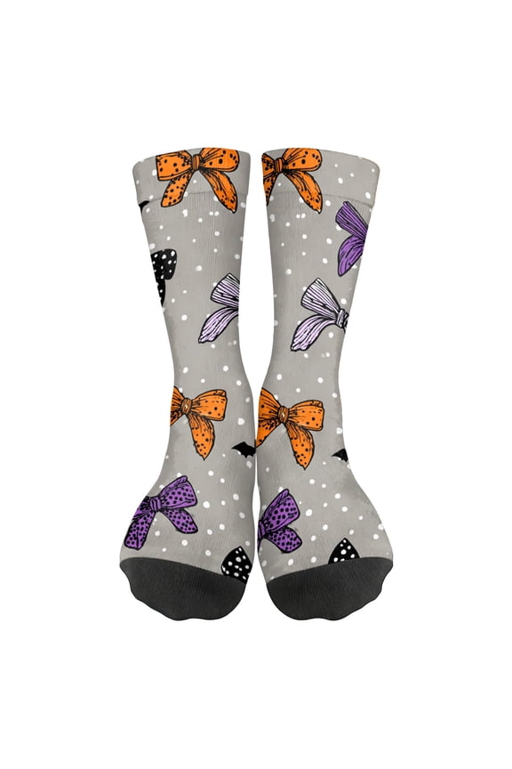 Unisex Halloween Printed Mid Calf Socks Elastic Ribbed Cuff 1 Pair Daily Socks